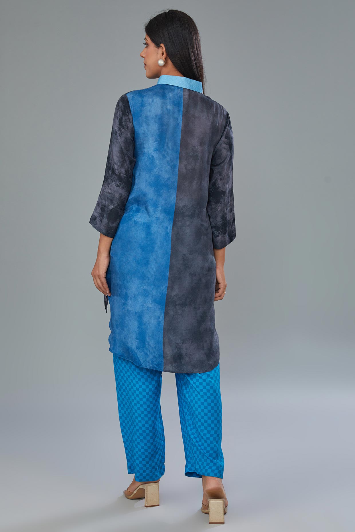 Blue Cotton Silk Digital Printed Co-Ord Set