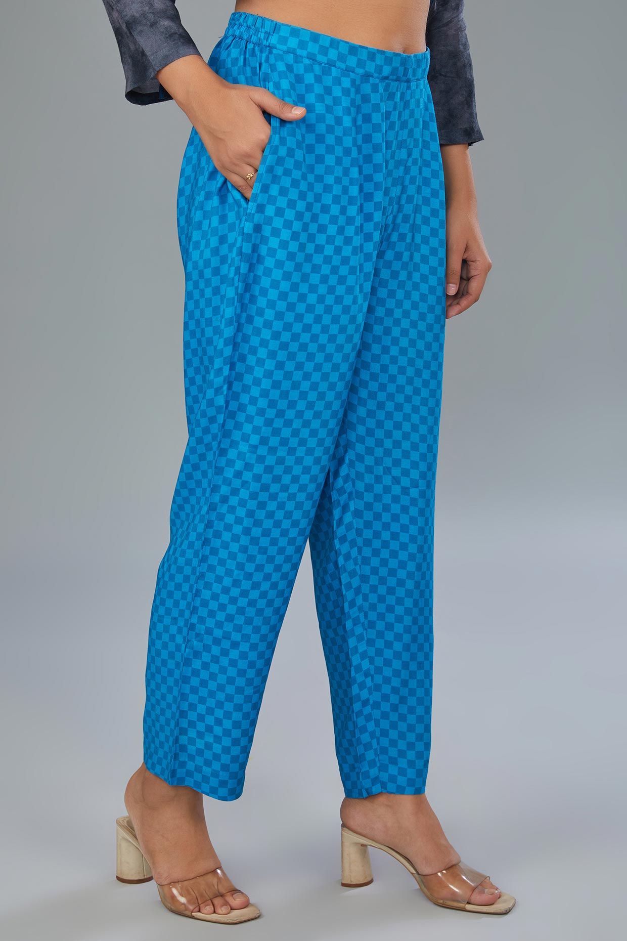 Blue Cotton Silk Digital Printed Co-Ord Set