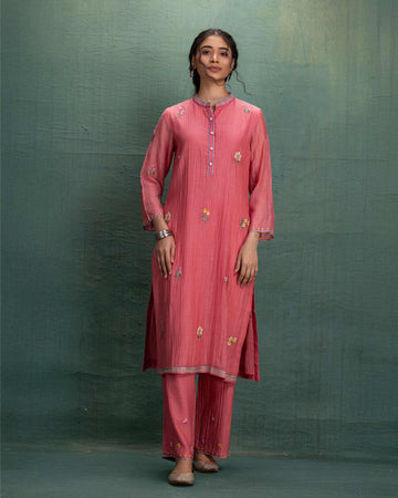 PINK EMBROIDERY CORD SET