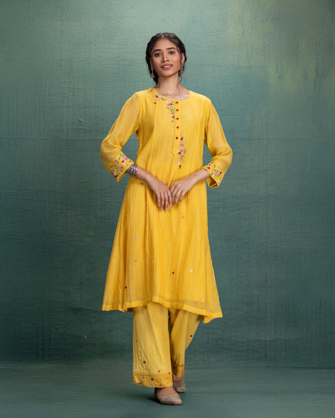 YELLOW EMBROIDERY CORD SET