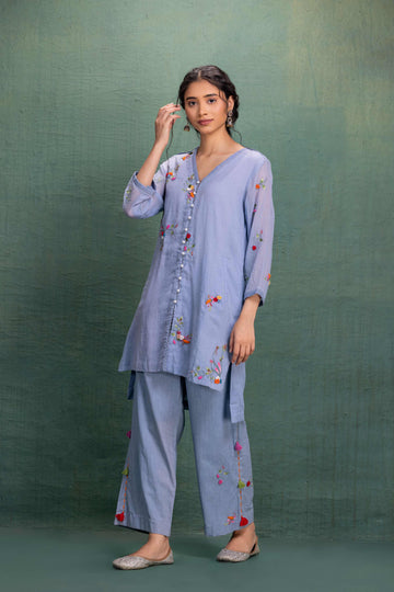 BLUE & EMBROIDERY CORD SET