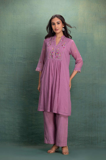 PINK EMBROIDERY CORD SET