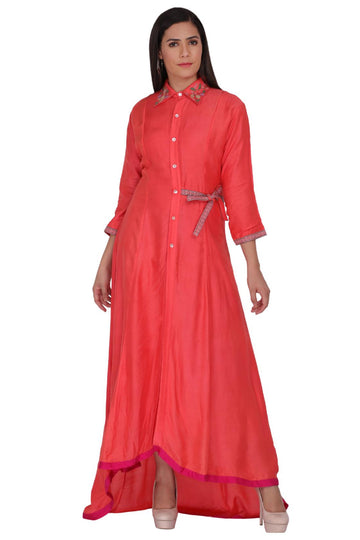 High Low Full Length Shirt Dress