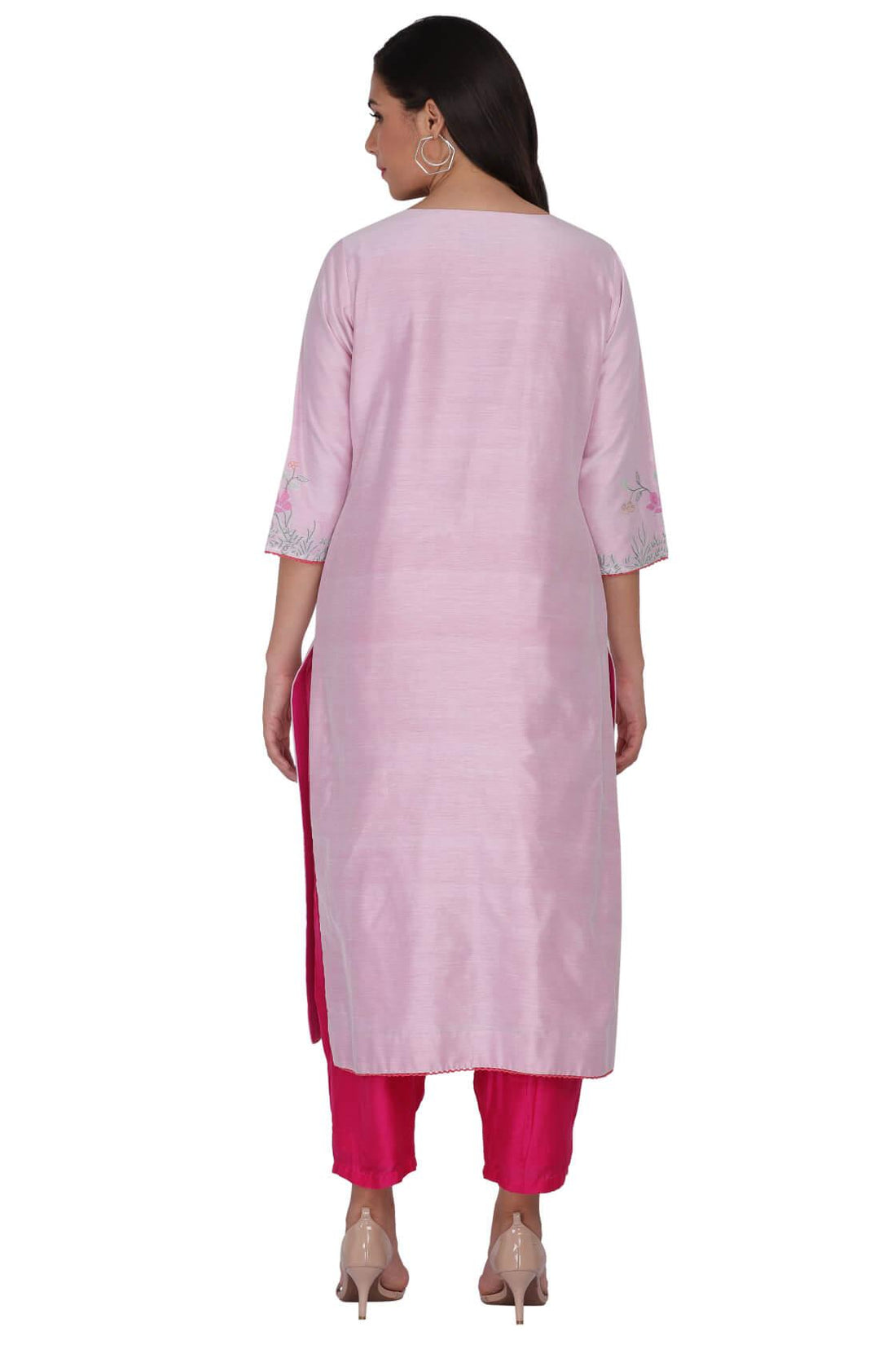 Straight Pink Kurta With Palazzo Set