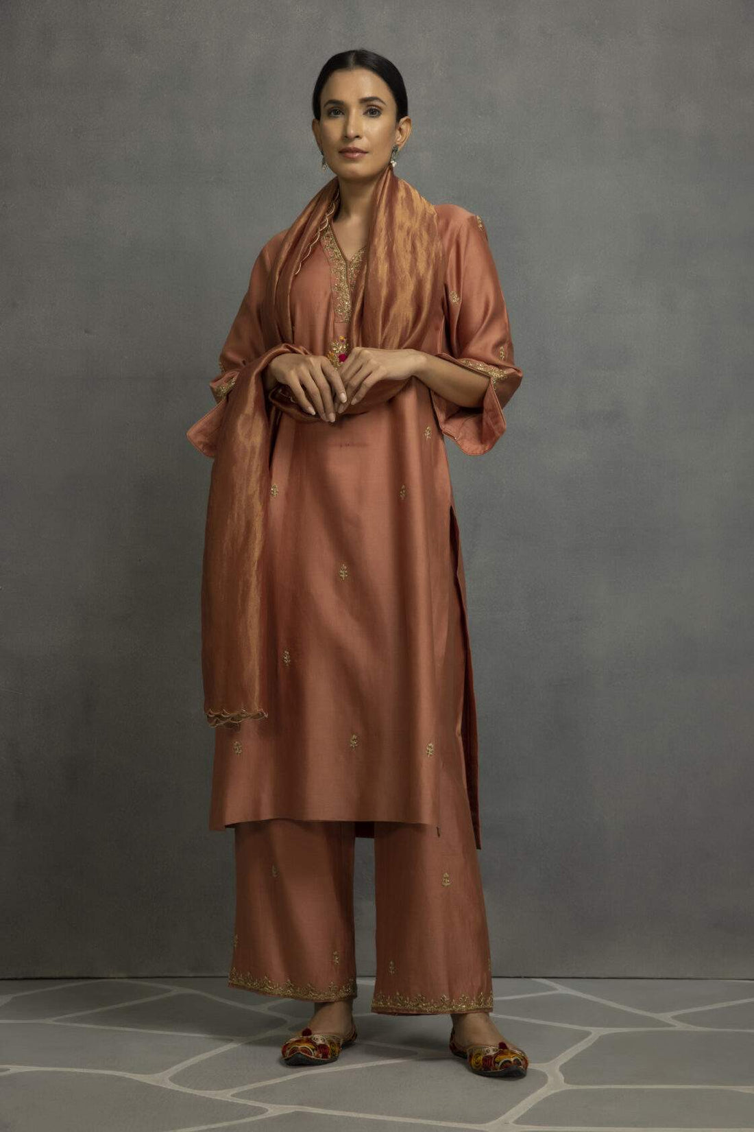 Straight Kurta With Handcrafted Embellishment