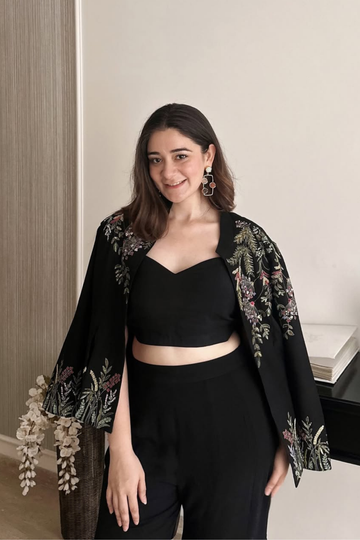 Sana Grover in Luxurious Black Jacket Co-ord Set (3 piece)