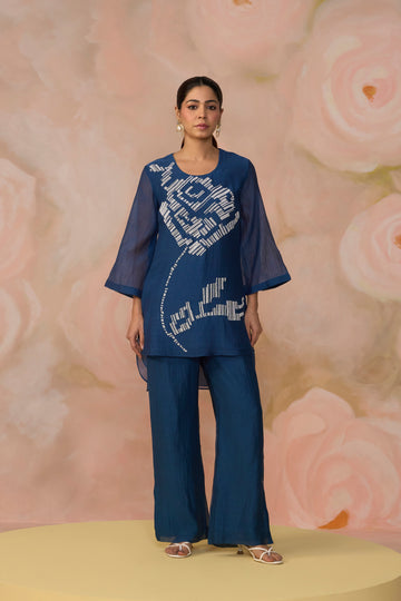 Blue Chanderi Beadwork Co-ord Set