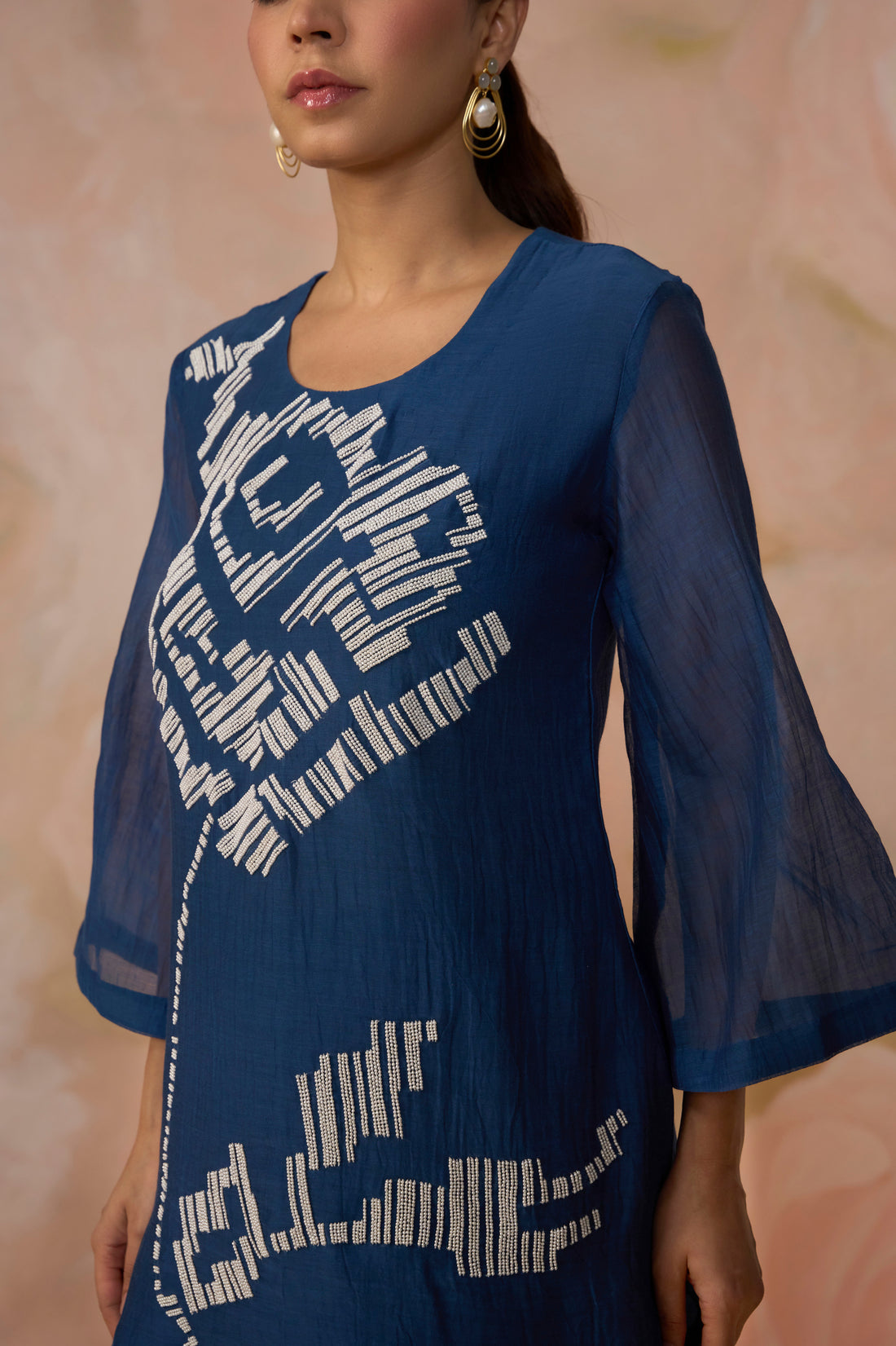 Blue Chanderi Beadwork Co-ord Set