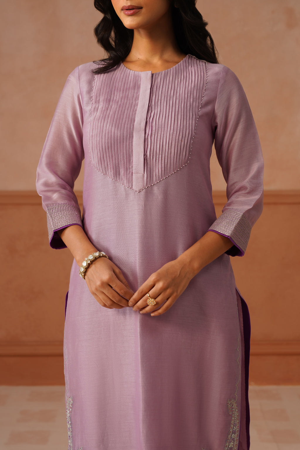 Banafsha – Lilac Chanderi Kurta Set with Violet Dupatta