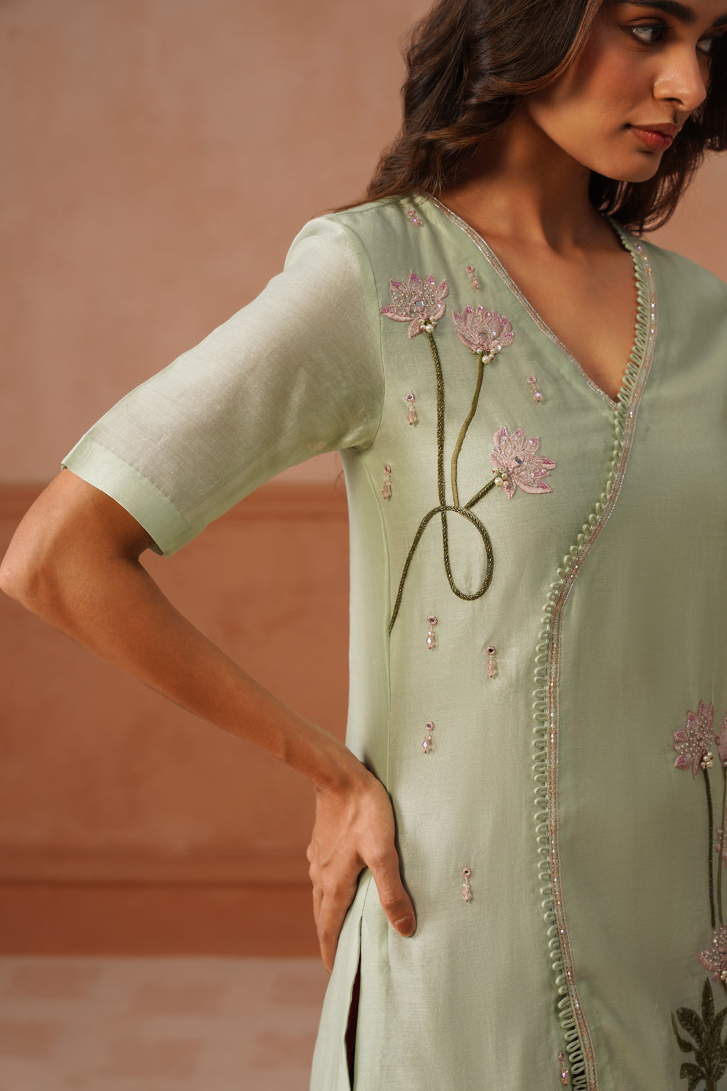 Bahaar – Mint Green Chanderi Kurta Set with Organza Dupatta