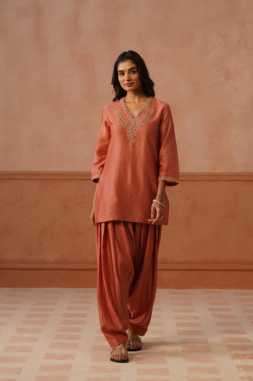 Gerua – Rust Chanderi Salwar Suit Set