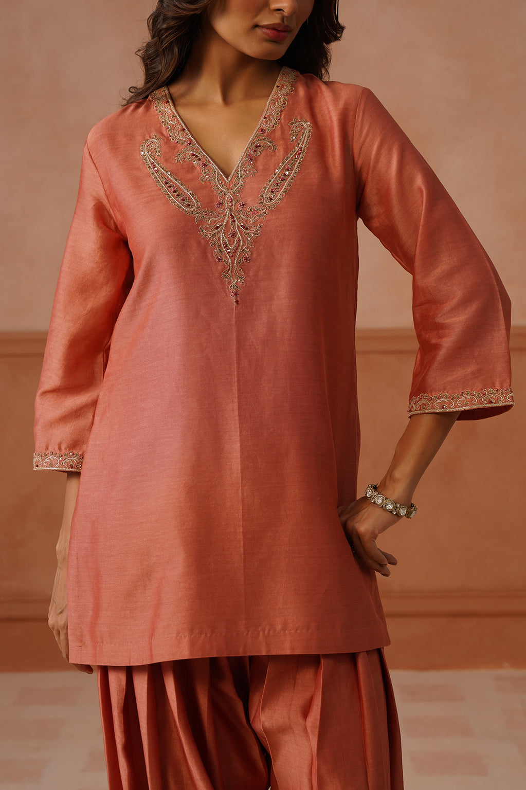 Gerua – Rust Chanderi Salwar Suit Set
