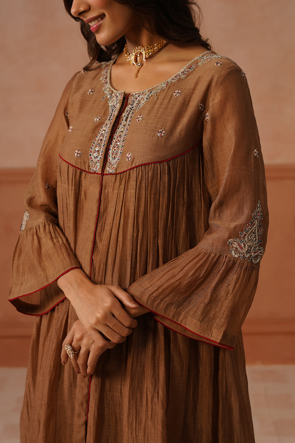 Kahwa – Brown Mul Chanderi Kurta Set