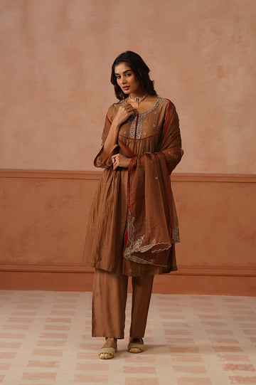 Kahwa – Brown Mul Chanderi Kurta Set
