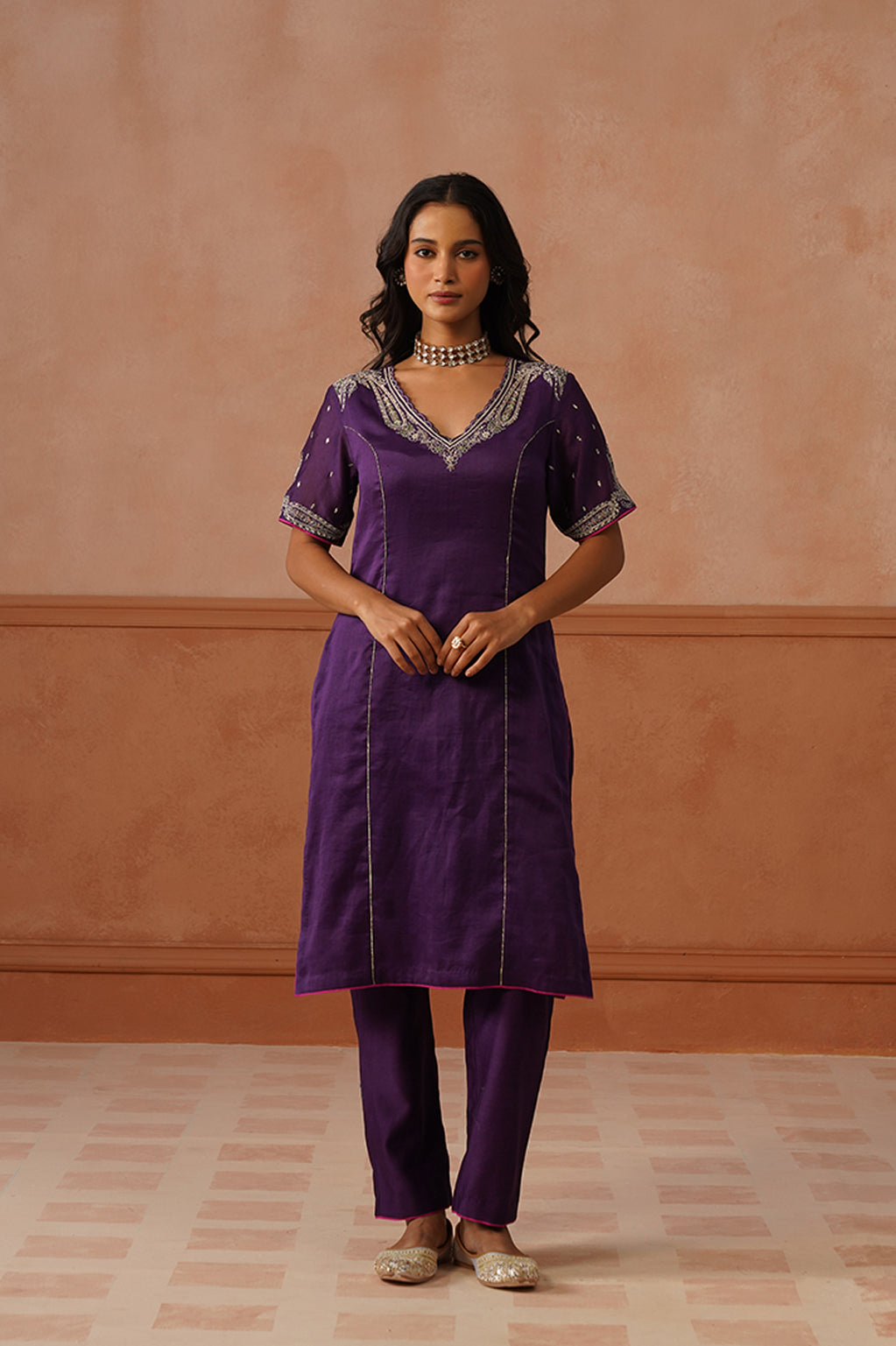 Jamun – Dark Purple Chanderi Zari Kurta Set