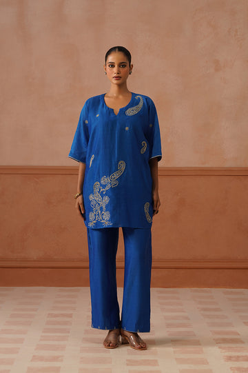 Sitara – Royal Blue Chanderi Zari Co-ord Set