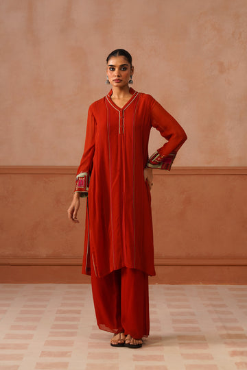 Angaar – Rust Orange Georgette Co-ord Set
