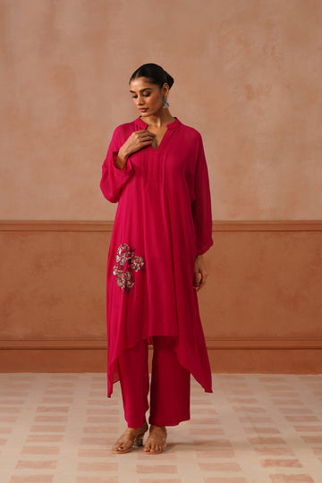 Rani – Rani Pink Georgette Asymmetric Co-ord Set