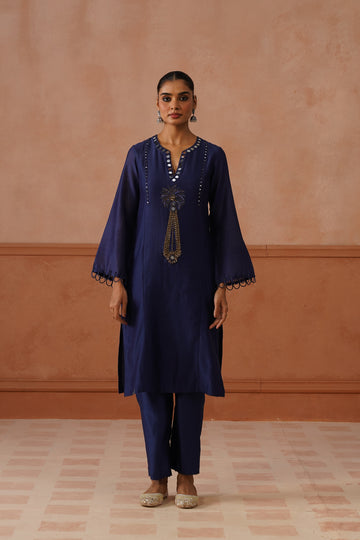 Konkan – Navy Blue Coconut Boota Kurta Set