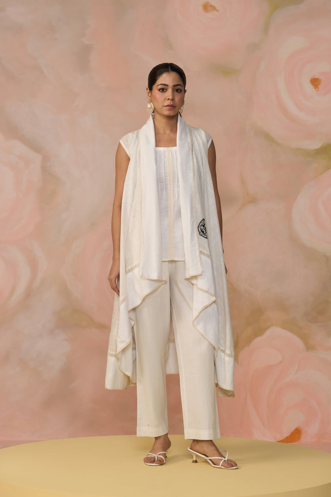 White Linen Co-ord Set with Shrug
