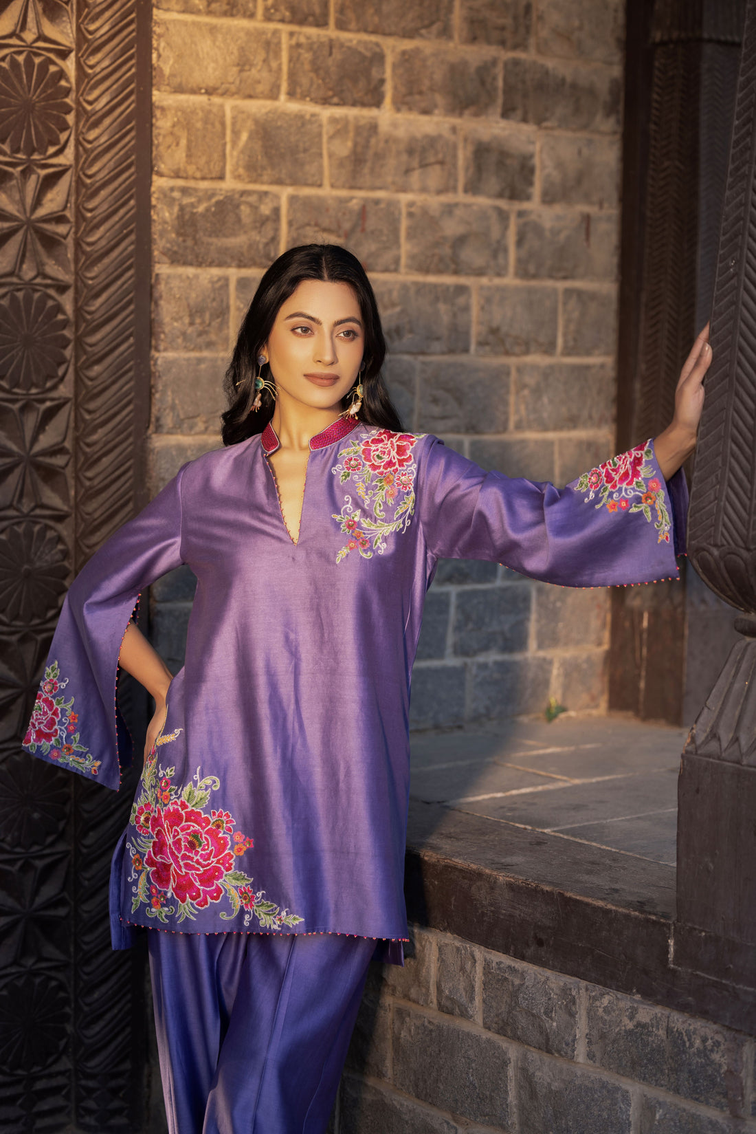 Purple Chanderi 2 Piece Cord Set