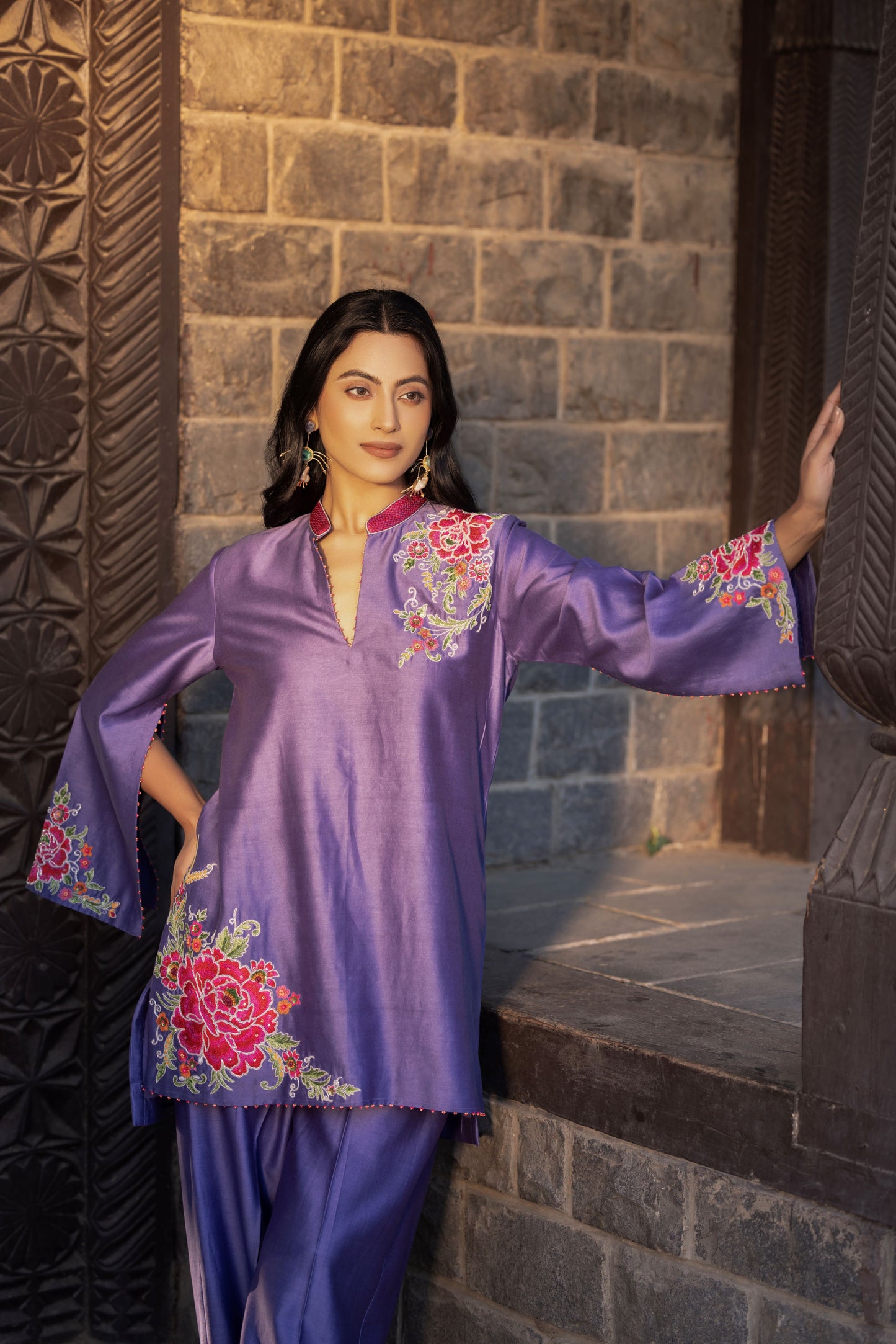Purple Chanderi 2 Piece Cord Set