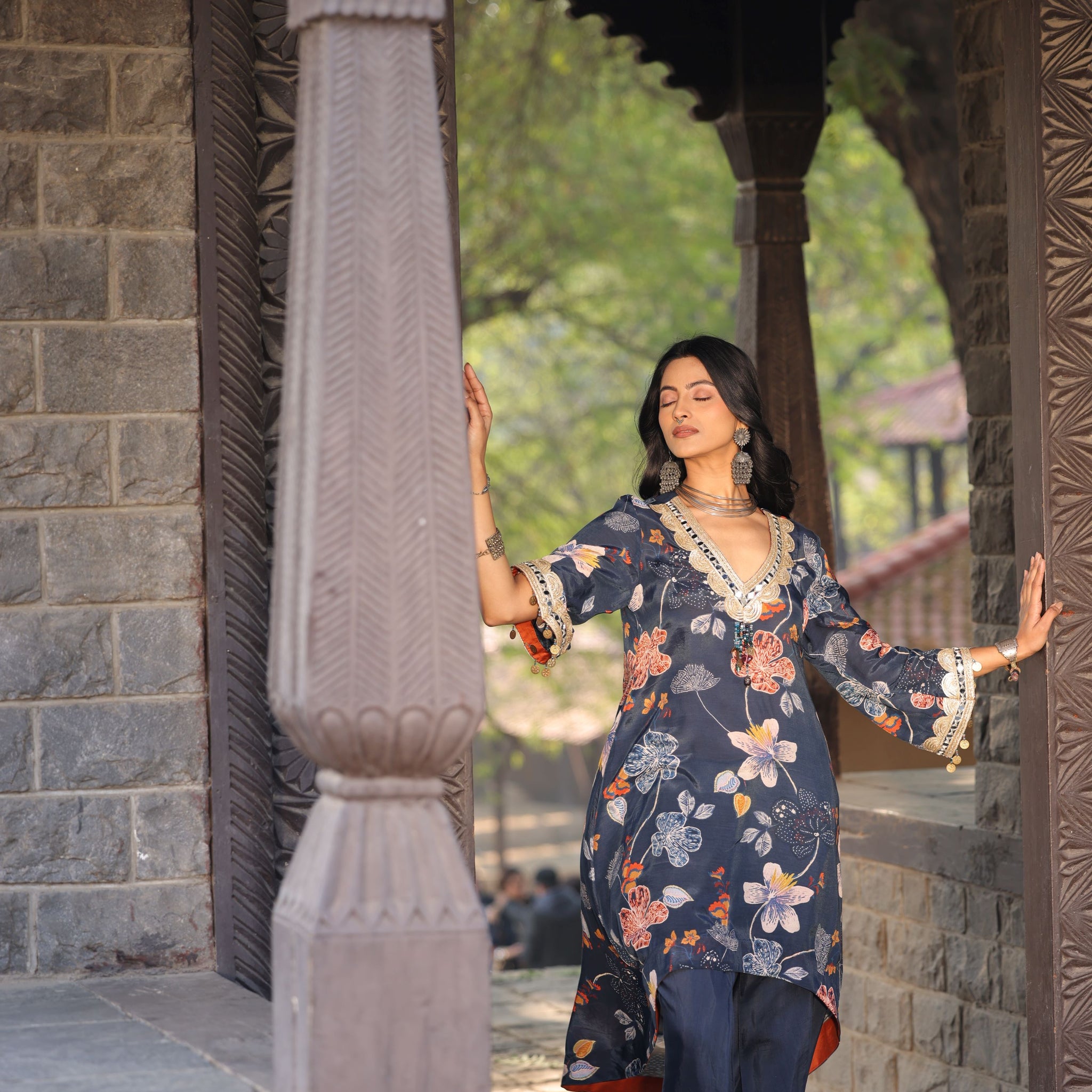 Mirror Work Printed Dhoti Set (2 piece)