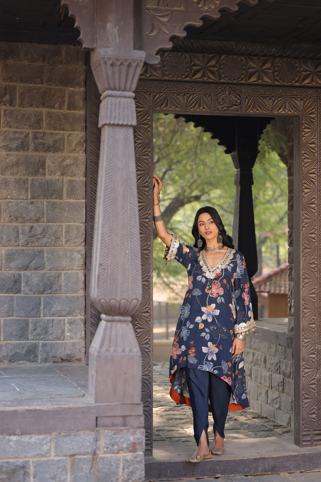 Mirror Work Printed Dhoti Set (2 piece)