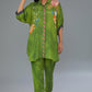 Green cotton silk digital printed co-ord set
