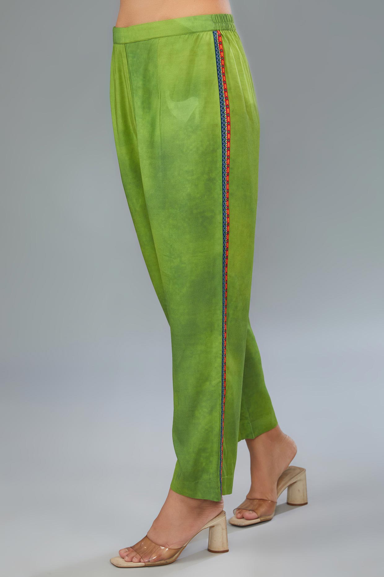 Green cotton silk digital printed co-ord set