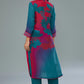 Teal-Blue/ Pink Cotton Silk Digital Printed Co-ord Set