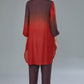Red & Wine Ombre Dyed Cotton Silk Co-Ord Set