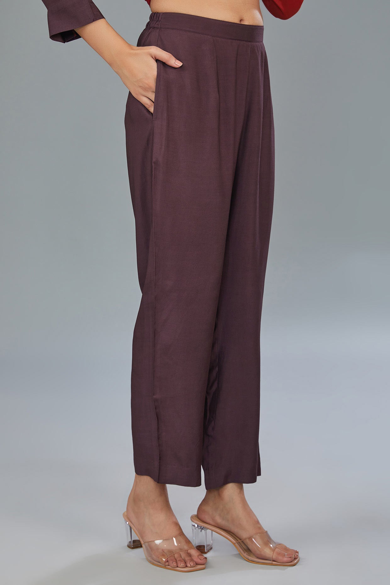 Red & Wine Ombre Dyed Cotton Silk Co-Ord Set