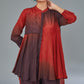 Red & Wine Ombre Dyed Cotton Silk Co-Ord Set