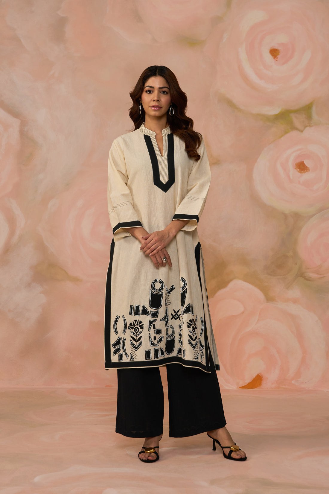Cream Linen Patchwork Co-ord Set