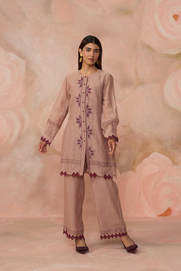 Grey Chanderi Patchwork Co-ord Set