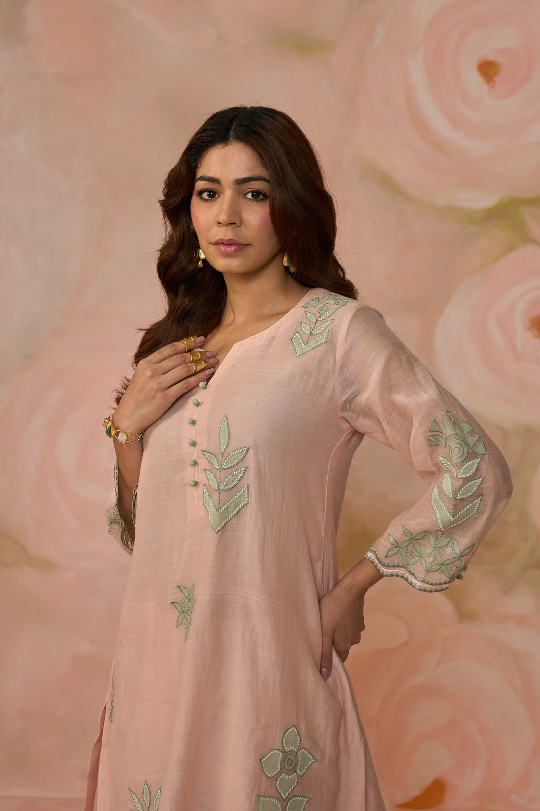 Pink Chanderi Patchwork Co-ord Set