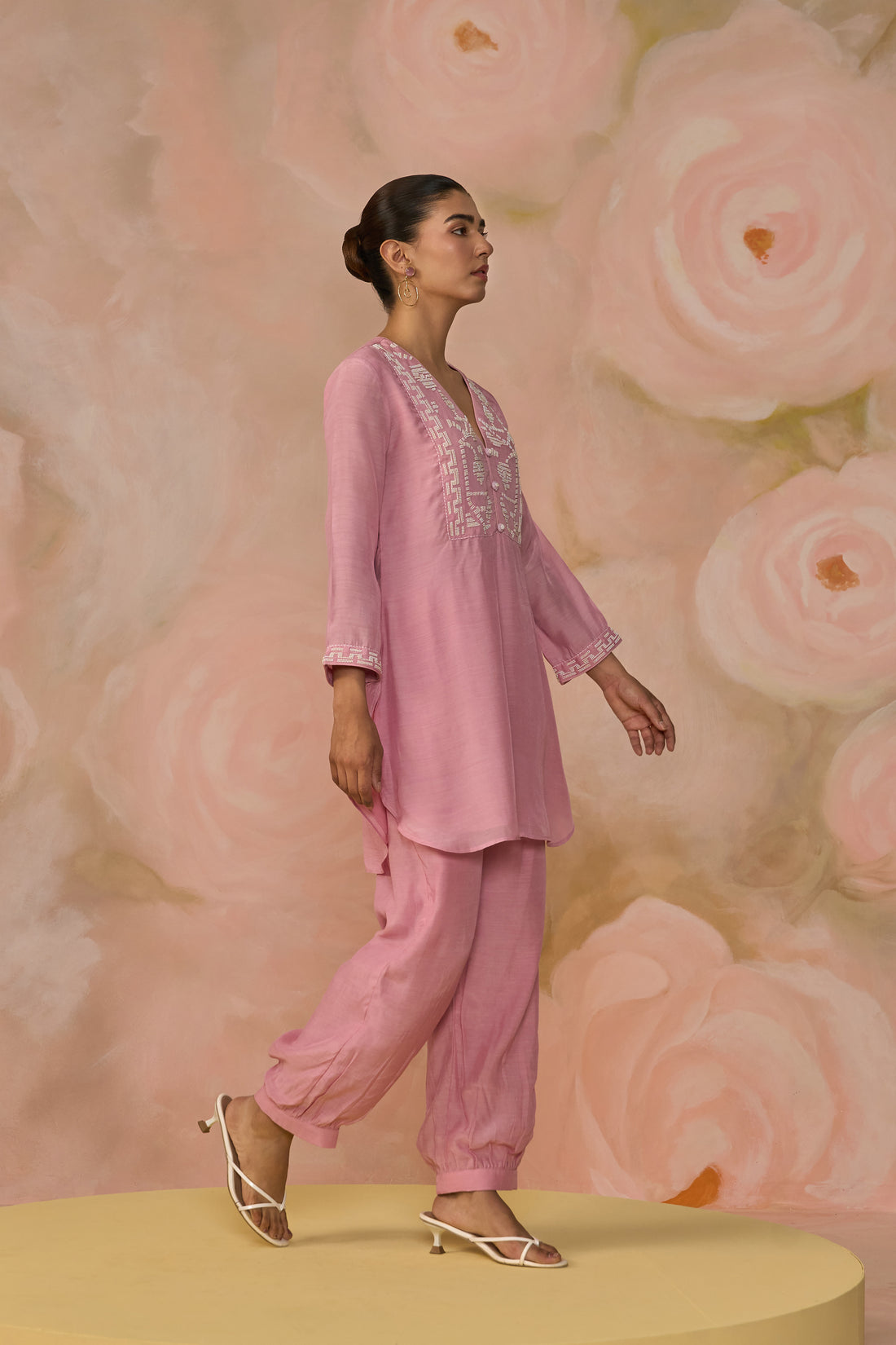 Pink Chanderi Beadwork Co-ord Set