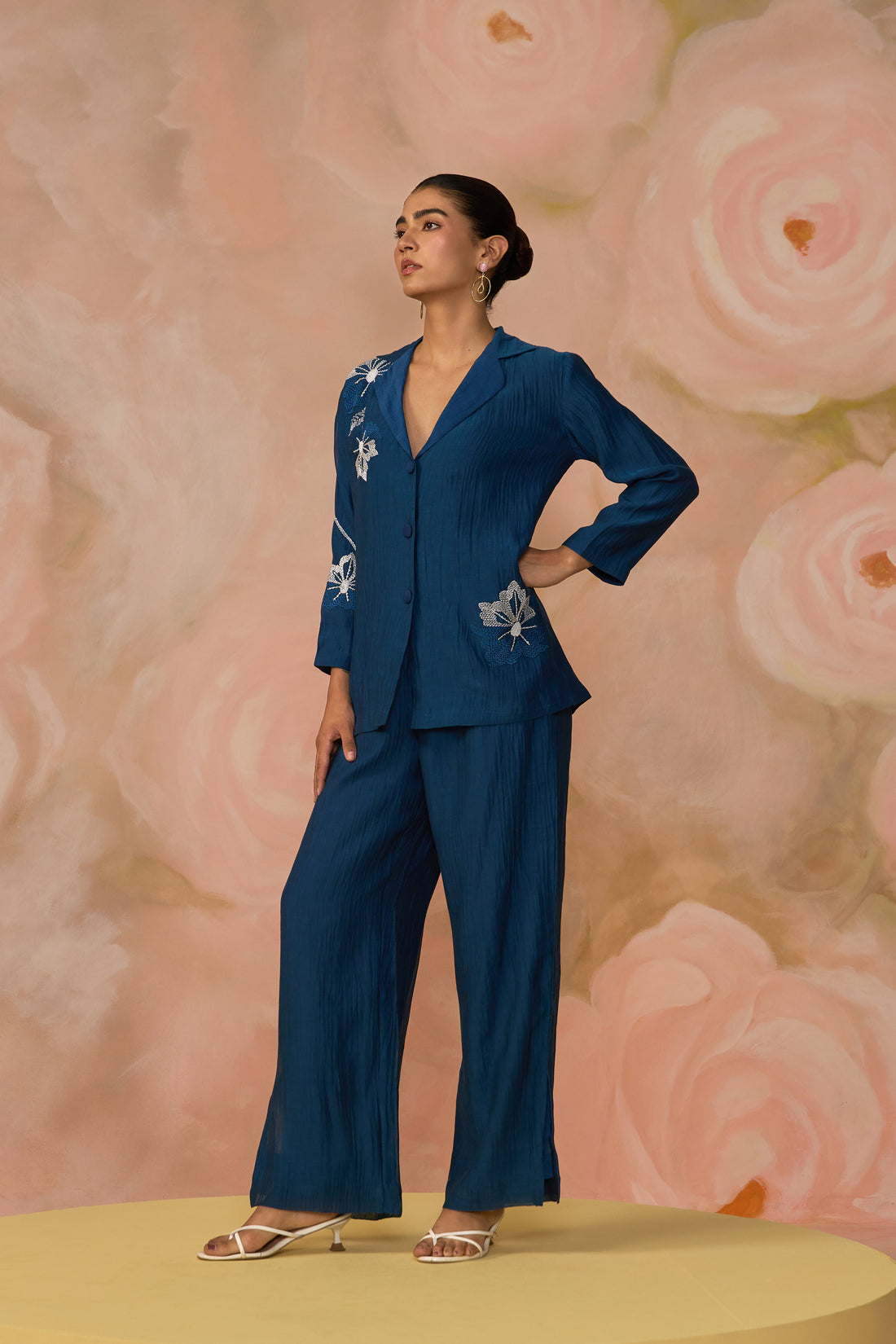 Blue Chanderi Blazer Co-ord Set