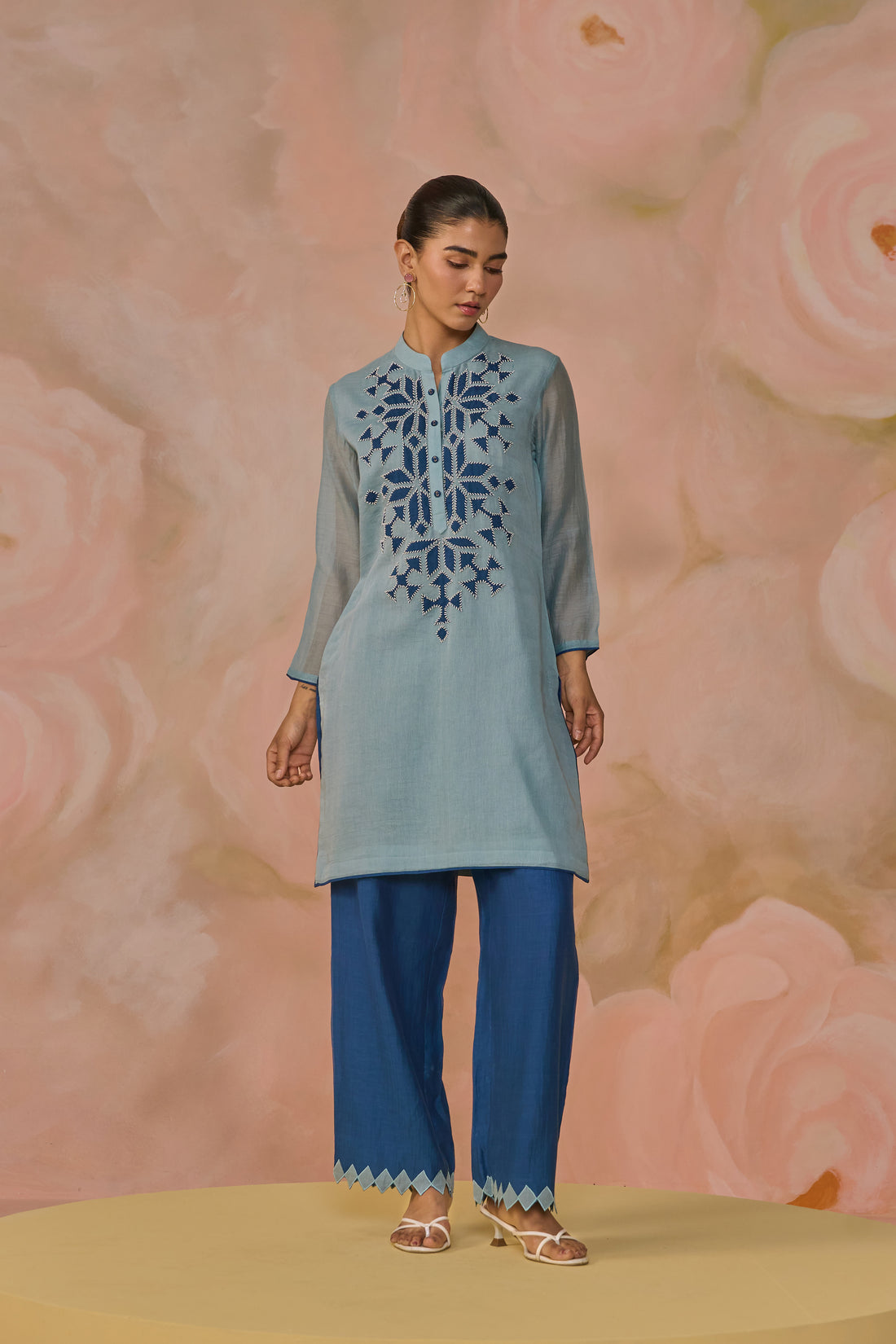 Blue Chanderi Patchwork Co-ord Set