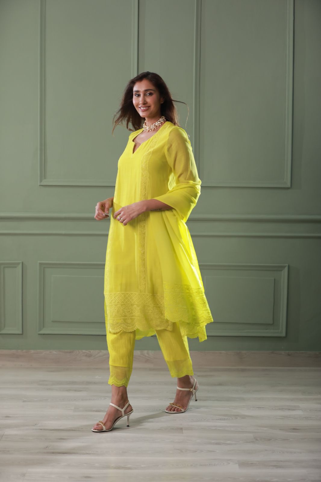 Yellow Chanderi Silk Suit (3 piece set)