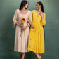 Yellow Hand Embroidery Dress with Pintuck Yoke and Anchor Detailing