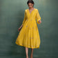 Yellow Hand Embroidery Dress with Pintuck Yoke and Anchor Detailing