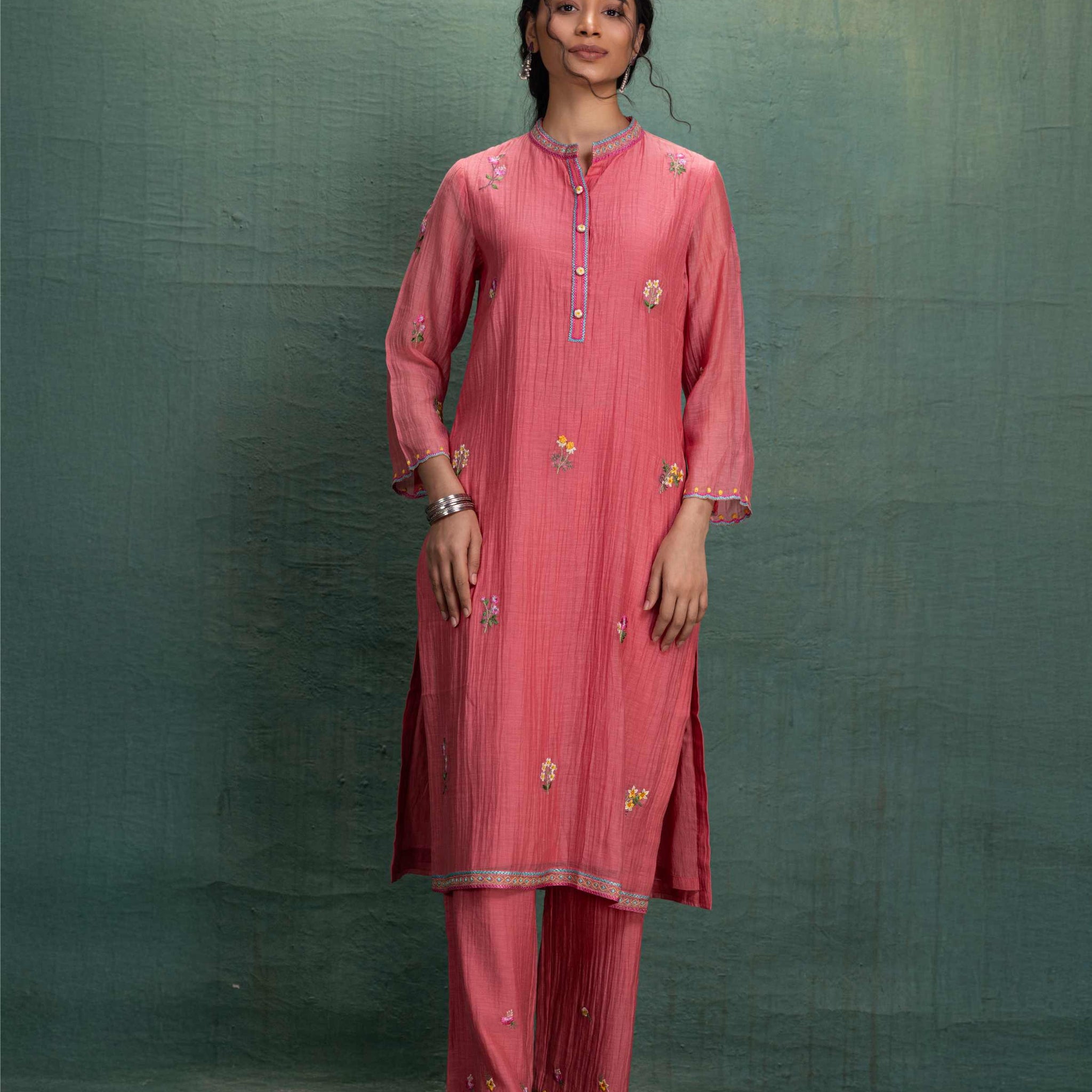 PINK EMBROIDERY CORD SET
