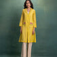Yellow Shrug Set with Hand and Machine Embroidery and Floral Motif Pockets