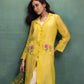 Yellow Shrug Set with Hand and Machine Embroidery and Floral Motif Pockets