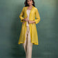 Yellow Shrug Set with Hand and Machine Embroidery and Floral Motif Pockets