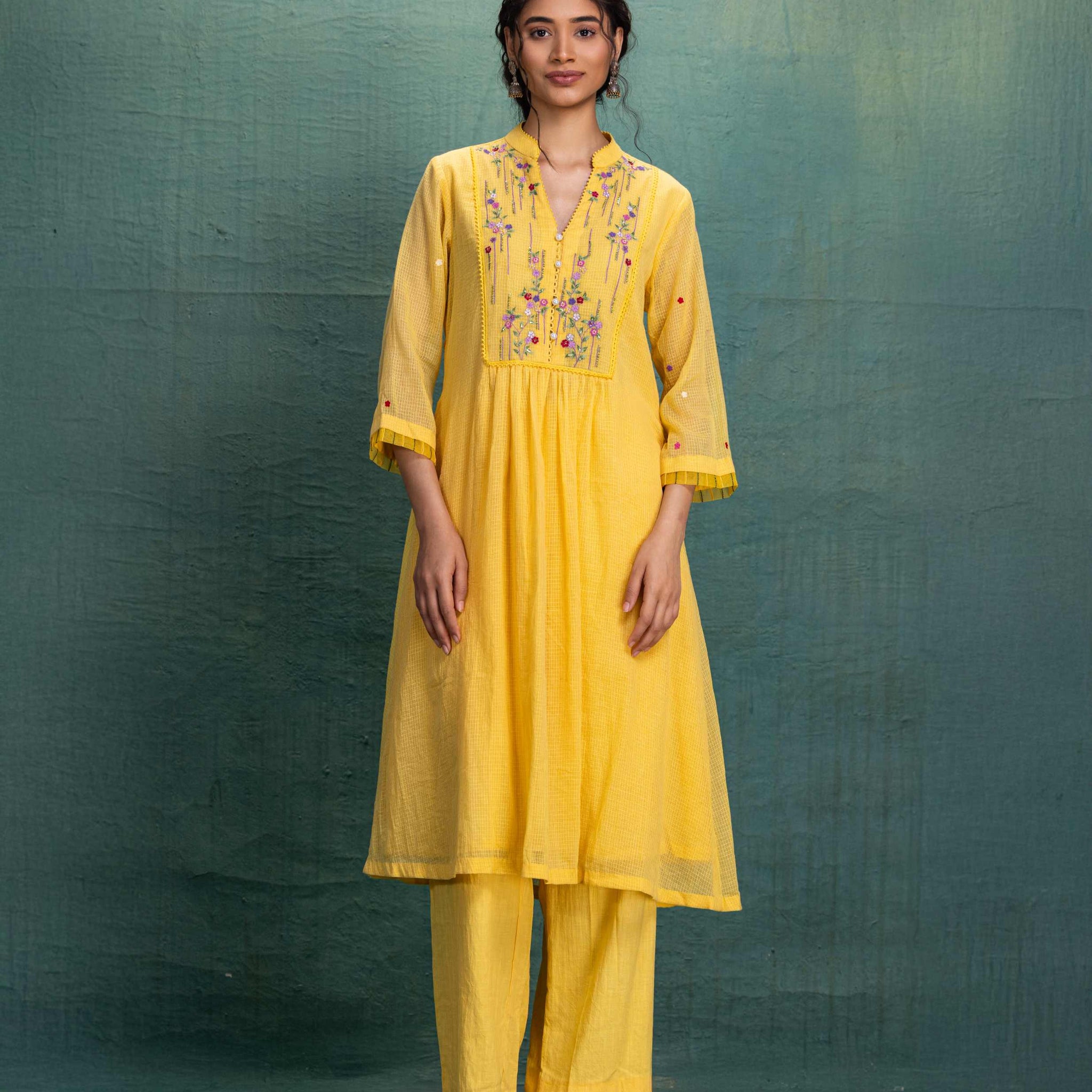 YELLOW EMBROIDERY CORD SET