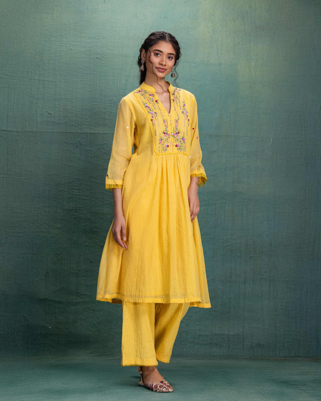 YELLOW EMBROIDERY CORD SET