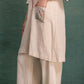Beige Mesh Collar and Cuff Machine Embroidery Cord Set with Jali Effect